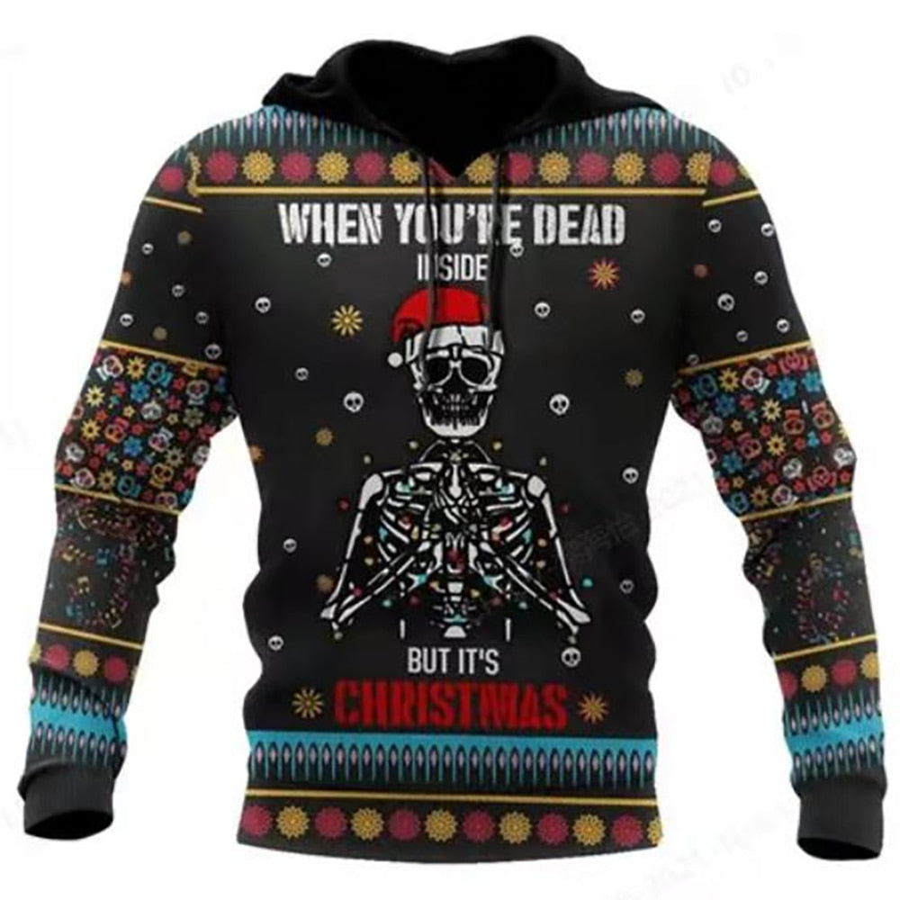  LAOLIUSN Christmas Skull Hoodie Christmas Sweatshirts